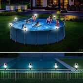 baratos Luzes Subaquáticas-10 peças de luzes solares para piscina rgb que mudam de cor, luzes solares para cerca, luzes noturnas para piscina, para festas de verão, piscina, jardim, iluminação e decoração