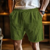 preiswerte Retro-Herren Shorts Sommershorts Strandshorts Baggy-Shorts Elastischer Bund Kordelzug Gerader Schnitt Einfach Komfort Atmungsaktiv Knielang Outdoor Lässig Täglich Urlaub Ethno-Stil Schwarz Weiß Unelastisch