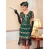 levne Šaty-Retro Řvoucí 20s 20. léta 20. století Bubenové šaty Šaty Úbory Velký Gatsby Svatební host Flitry Třásně Maškarní kostým Dámské Vánoce předvečer Všech svatých Karneval Párty a večer Svatební hostina