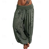 abordables pierna ancha y cintura alta-Mujer Pantalones Pantalones palazzo Moda Boho Longitud total Media cintura Estampado Cintura elástica Confortable Cómodo Microelástico Calle Ropa Cotidiana Noche Blanco Amarillo Rosa Verde Ejército