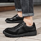 abordables Occasionnel-Homme Derby Marche ancien Affaires Occasionnel Quotidien Daim Cuir fendu Confortable Antidérapant À lacets Gris&amp;Blanc Noir Printemps
