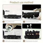 cheap Bedside Lamp-Retro Steam Train Humidifier With Fragrance Tray USB Power Supply Remote Control Operation Evaporative Work Suitable For Coverage Range Of 10-20 Square Meters Equipped With Simulated Flames