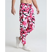 preiswerte Sweatpants-Herren Sporthose Jogginghose Hose Tasche Kordelzug Elastischer Bund Tarnung Komfort Sport im Freien Täglich Mode Lässig Rosa Rote Mikroelastisch