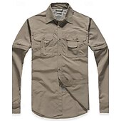 Недорогие Топы-Муж. рубашка-карго Рубашка для туризма и прогулок Топ для походов Длинный рукав Отложной Верхняя часть На открытом воздухе Водонепроницаемость С защитой от ветра Легкость Весна Осень Полиэстер