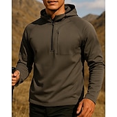 economico Cime-Per uomo Felpa Polo cima dell&#039;escursionismo Manica Lunga Con Cappuccio Maglietta Top Esterno Traspirante Asciugatura Rapida Leggero Zip a un quarto Poliestere Nero Verde militare Tennis Golf Corsa