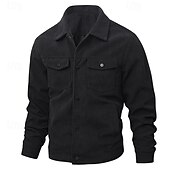 economico Giubbotti e cappotti da uomo-Per uomo Giacca Camicia Giacca in Velluto a Coste Casuale Quotidiano Traspirante Tasca Primavera &amp; Autunno Semplice Classico Bavero Regolare Nero Bianco Verde scuro Marrone Giacca