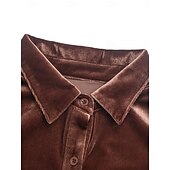 preiswerte Damen Einfache Oberteile-Damen Hemd Einfarbig Elegant Stilvoll Lässig Langarm Hemdkragen Normale Oberteile Täglich Knöpfe Rote Blau Braun Grün Sommer Frühling