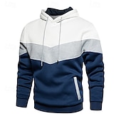 cheap Basic Hoodies-Men&#039;s Hoodie Pullover Hoodie Sweatshirt Light Yellow Wine Red Denim Blue Black White Hooded Color Block Front Pocket Sports &amp; Outdoor Casual Daily Streetwear Cool Sportswear Fall &amp; Winter Clothing