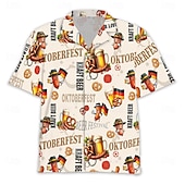 baratos Vestuário Gráfico-camisas havaianas Camisa Aloha Bávaro Munique Alemão Alpino Arte Gráfica para Homens Adulto Impressão 3D  para Carnaval Cerveja Oktoberfest Praia Férias Festa