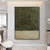 cheap Wabi Sabi-Handmade Oil Painting Canvas Wall Art Decoration Wabi-Sabi Style Retro Green Texture Abstract for Home Decor Stretched Frame Hanging Painting/Rolled Frameless Unstretched Painting