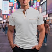 economico Maglietta casual Henley-Per uomo Maglietta Maglia Henley Camicia a Maniche Corte Manica Corta Henley Estate Blocco di colori Moda Designer Essenziale Patchwork Tasca Vacanza Streetwear Uscire Vinaccia Nero Bianco Maglietta