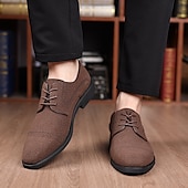 cheap Formal-Men&#039;s Oxfords Brogue Walking British PU Leather Suede Breathable Comfortable Slip Resistant Lace-up Dark Brown Black Blue Fall Winter