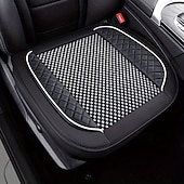 baratos Capas para bancos de automóveis-capa de assento de carro de luxo - almofada de seda preta acolchoada com padrão de diamante respirável &amp;design antiderrapante para conforto no verão, acessórios automotivos duráveis, capas de assento
