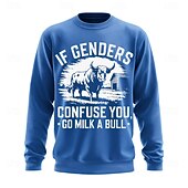 billige 3D-gensere for menn-Herre Grafisk Morsom Slang Genser Mote Daglig Langermet Crew-hals Svart Hvit Crewneck 3D Alle årstider Designer