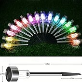 baratos Luzes e lanternas de caminho-10/20 peças de luzes solares LED para áreas externas, luzes de aço inoxidável com interruptor automático de mudança de cor, adequadas para jardim, entrada de garagem, gramado, natal, dia das bruxas,