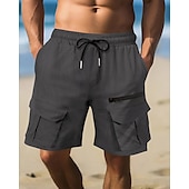 economico Vacanza-Per uomo Pantaloncini cargo Shorts Pantaloncini Estivi Coulisse Elastico in vita Multi-tasche Semplice Comodità Indossabile Lunghezza al ginocchio All&#039;aperto Sport Quotidiano Moda Casual Nero Marrone