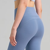 billiga Capri byxor-Dam Fitnessbyxor Pilatesbyxor Yogabyxor Med fickor Lättvikt Hög midja Pilates Gym Zumba Underdelar Ensfärgat Svart Marinblå Blå Höst sporter Sportkläder Microelastisk