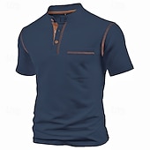 economico Maglietta casual Henley-Per uomo Maglietta Maglia Henley Camicia a Maniche Corte Manica Corta Henley Estate Blocco di colori Moda Designer Essenziale Patchwork Tasca Vacanza Streetwear Uscire Vinaccia Nero Bianco Maglietta
