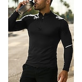 男性用 ランニングトップ ランニングTシャツ クォータージップ 長袖 Tシャツ ソリッド 速乾性 ライトウェイト 高通気性 テニス ゴルフ ランニング スポーツウェア アクティブウェア ダークグレー ブラック ホワイト お買い得  ランニングTシャツとタンクトップ-男性用 ランニングトップ ランニングTシャツ クォータージップ 長袖 Tシャツ ソリッド 速乾性 ライトウェイト 高通気性 テニス ゴルフ ランニング スポーツウェア アクティブウェア ダークグレー ブラック ホワイト