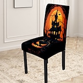 preiswerte Halloween Küche-Halloween-Esszimmerstuhlbezug mit Totenkopfmuster, Festival-Tischdekor, Verkleidungsrequisiten zur Dekoration