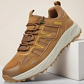 abordables Baskets-Homme Chaussures Décontractées Chaussures de randonnée Marche Occasionnel Cuir PU Maille Confortable Antidérapant Respirant À lacets Noir Jaune Vert Été Printemps