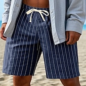 economico Vacanza-Per uomo Shorts Pantaloncini Estivi Pantaloncini casual Tasca Coulisse Elastico in vita A righe Comodità Indossabile Lunghezza al ginocchio All&#039;aperto Sport Quotidiano Moda Casual Nero Bianco
