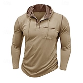 cheap Men&#039;s Casual T-shirts-Men&#039;s Tee Top Long Sleeve Shirt Long Sleeve Hooded Summer All Seasons Solid Color Daily Casual Street Style Hooded Outdoor Street Causal Light Blue White Black Top Tee for Men