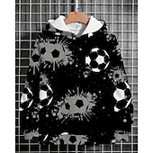 billiga Pojkens 3D Sporter &amp; Spel-Pojkar 3D Fotboll Huvtröja Långärmad Vår Höst Mode Streetwear Barn 4-12 år Huva Utomhus Ledigt Dagligen Normal