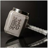お買い得  マグカップ＆カップ-トールハンマービールジョッキ、オクトーバーフェストギフトマグ、ユニークなハンマー型のステンレススチール製ジョッキ、北欧神話にインスパイアされたトールハンマータンカード、男性向けのオタクギフト