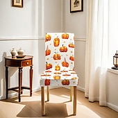 preiswerte Halloween Küche-Stuhlhussen für Esszimmerstühle mit Halloween-Aufdruck – festliches, gruseliges Design, dehnbar und strapazierfähig, perfekt als Partydekoration im Esszimmer.