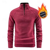 economico felpe in pile-Per uomo Felpa con cappuccio e zip Felpa con cappuccio Felpa con zip Felpa con cappuccio in pile Nero Rosso Grigio Colletto Mao Semplice Con zip Zip a un quarto Sport &amp; Outdoor Casuale Quotidiano