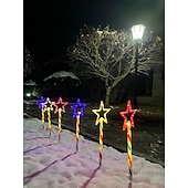 economico Luci paesaggistiche-1 Pacco Luci Solari da Giardino Patriottiche 6 LED Impermeabili Rosso Bianco Blu Luce a Stella a 5 Punte 4 Luglio Giorno dell'Indipendenza 250° Anniversario Giorno della Memoria per Festa Giardino