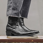 abordables Bottes de motard-Bottines de cowboy en cuir marron style western pour homme avec motif flamme brodé – bottes tendance pour événements country, rodéos et tenues décontractées