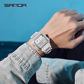 cheap Digital Watches-SANDA Men Digital Watch Outdoor Fashion Casual Wristwatch Luminous Stopwatch Alarm Clock Three Time Zones Steel Silicone Gel Watch