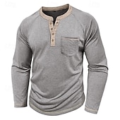 economico Magliette casual da uomo-Per uomo Maglietta Maglia Henley Camicia a Maniche Lunghe Manica Lunga Henley Primavera Autunno Blocco di colori Moda Designer Essenziale Tasche Vacanza Streetwear Uscire Rosso scuro Nero Blu marino
