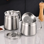 baratos Utensílios de Cozinha-Panela de óleo de aço inoxidável 304 de 1,5 l/2 l com filtro, recipiente de gordura essencial para fritura profunda, filtro de óleo versátil de grande capacidade e multifuncional para fritar, ferver e