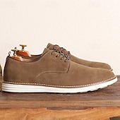 billige Sneakers til herrer-Brune herresko i semsket skinn med oxford-detaljer, klassisk snøredesign og kontrastsøm, ideelle for forretningsmessig uformelt kontorarbeid og semi-formelle arrangementer.