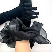 cheap Gloves-Velvet Elbow Length Glove Elegant With Ruffles Wedding / Party Glove