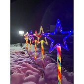 economico Luci paesaggistiche-1 Pacco Luci Solari da Giardino Patriottiche 6 LED Impermeabili Rosso Bianco Blu Luce a Stella a 5 Punte 4 Luglio Giorno dell'Indipendenza 250° Anniversario Giorno della Memoria per Festa Giardino