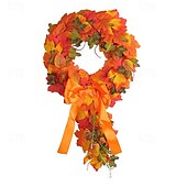 abordables action de grâces et décoration d&#039;automne-Couronne d&#039;automne pour porte d&#039;entrée Thanksgiving récolte d&#039;automne décoration intérieure extérieure, couronne de vigne en feuille d&#039;érable rustique décoration murale et de porte suspendue