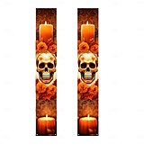 cheap Halloween Outdoor Decor-Halloween Fan Flag Bunting Outdoor Flag for Outdoor Halloween Yard Fence Hanging Spooky Pumpkin Banner Flag Table Decor Fall Room Decor Aesthetic Halloween Birthday Party Decor