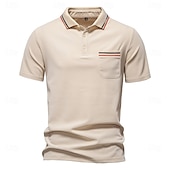 preiswerte Herren Elite Polo-Herren Farbblock Polo Strick-Polopullover Kurzarm Umlegekragen Formell Arbeit Sport &amp; Outdoor Stripe-Trim Streifen Rein Frühling Ganzjahres Weiß Dunkelrot Dunkelmarine