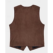 abordables Chalecos-Hombre Chaleco Vacaciones Fiesta Negocio Moda Casual Primavera Otoño Botones Bolsillo Poliéster Pana Cómodo Color sólido Recto 1 botón Escote en Pico Ajuste regular Marrón Oscuro Negro Azul Marino