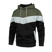 cheap Basic Hoodies-Men&#039;s Hoodie Pullover Hoodie Sweatshirt Light Yellow Wine Red Denim Blue Black White Hooded Color Block Front Pocket Sports &amp; Outdoor Casual Daily Streetwear Cool Sportswear Fall &amp; Winter Clothing
