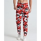 preiswerte Sweatpants-Herren Sporthose Jogginghose Hose Tasche Kordelzug Elastischer Bund Tarnung Komfort Sport im Freien Täglich Mode Lässig Rosa Rote Mikroelastisch