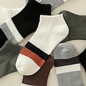 cheap Men&#039;s Socks-Men&#039;s 10 Pairs Multi Packs Socks Crew Socks Running Socks Casual Socks Black White Color Color Block Vacation Sports &amp; Outdoor Daily Basic Medium Spring Fall Fashion Casual