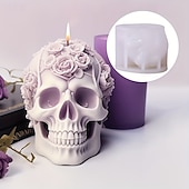 cheap Mold-2pcs Rose Skull Head Silicone Molds for Resin Casting DIY Candle &amp; Epoxy Resin Crafts Home Decor Plaster Clay Molds with Intricate Floral Design Home Decor MoldsDetailed Design Durable Silicone