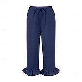 billiga Raka byxor-Dam EU / US-storlek caprishorts Mode Ledigt Kapris Naturlig Solid färg Plisserad Ficka Trendig Mateial som andas Bekväm Sport Microelastisk Ledigt Dagliga kläder Vin Svart Vit Grön Vår, Höst, Vinter