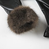 cheap Furs &amp; Leathers-Women&#039;s Casual Jacket Warm Comfortable Buttons Fur Collar Fashion Plain Holiday Going out Weekend Single Breasted Regular Turndown Regular Fit Long Sleeve Outerwear Black Fall Winter