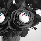 economico Corone di Halloween e Decorazioni Floreali-10 mazzi di rose artificiali a forma di bulbo oculare per Halloween, steli di rose nere con bulbi oculari, steli floreali multicolori per Halloween per decorazioni da tavola per feste spettrali.